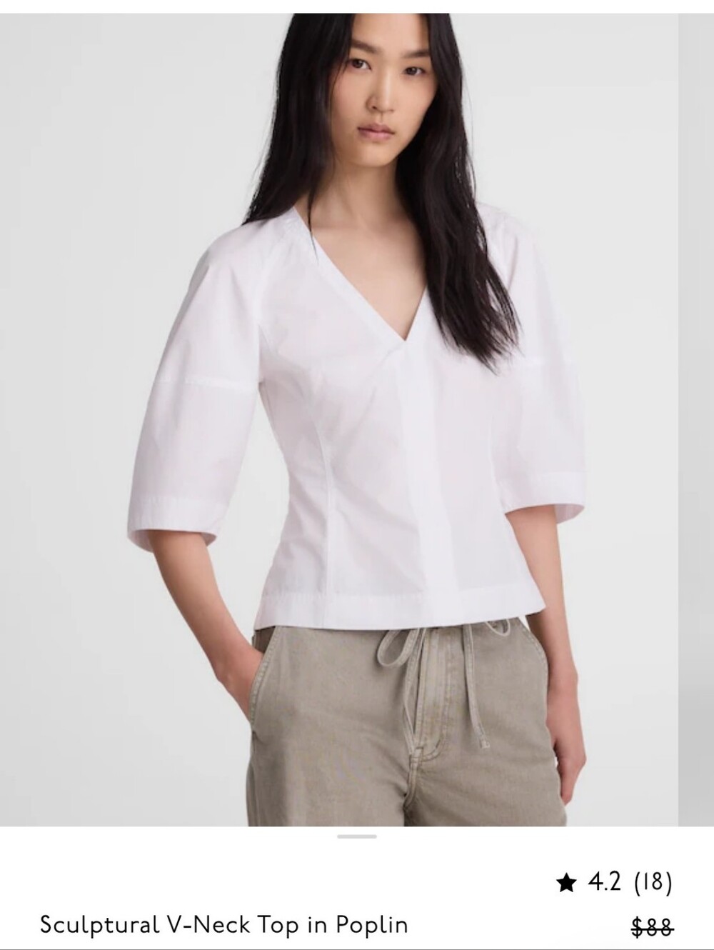 NWT Madewell Sculptural V-Neck Top In Poplin - Picture 5 of 6